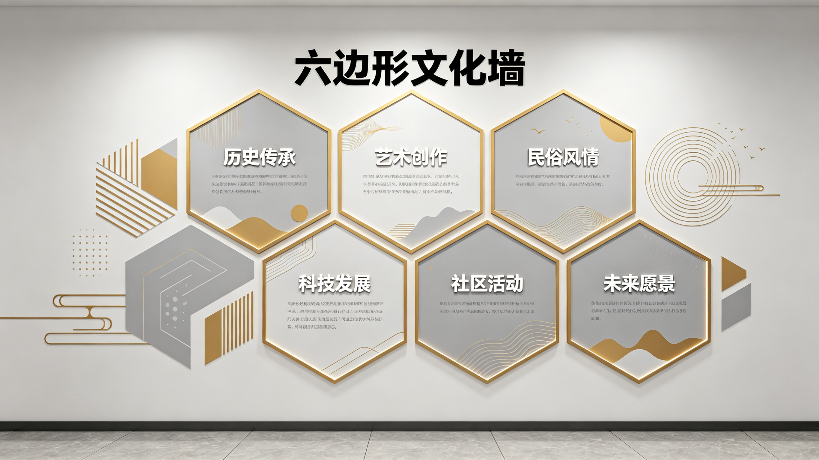  宁强企业文化墙 | 六边形信息美学